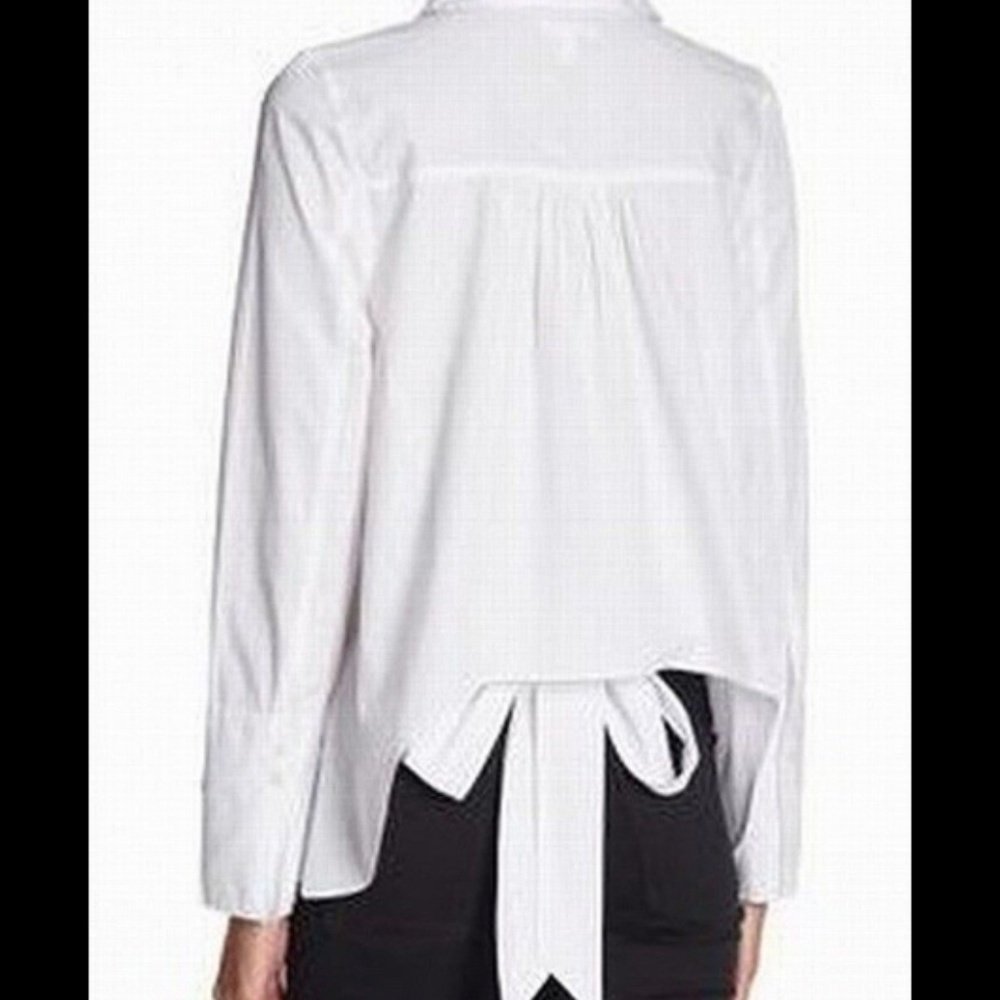 new white Tie-Back Button Down Shirt